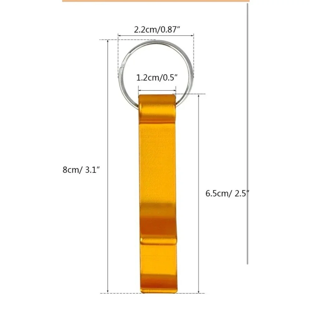 16 pcs 8 Colored Metal Bottle Opener Split Key Ring Chain Keychain Bulk Alumi...